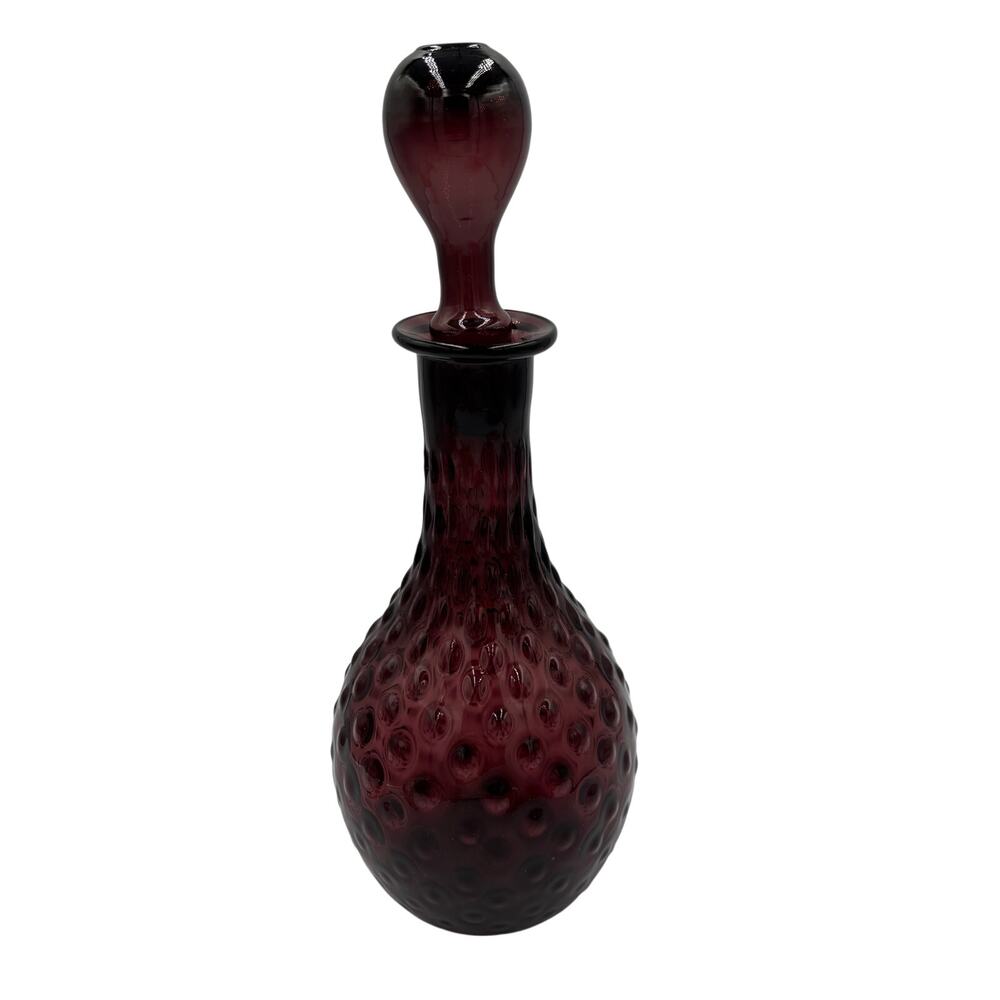 Empoli Vintage  Hard to Find MCM Amethyst Purple Hobnail Decanter